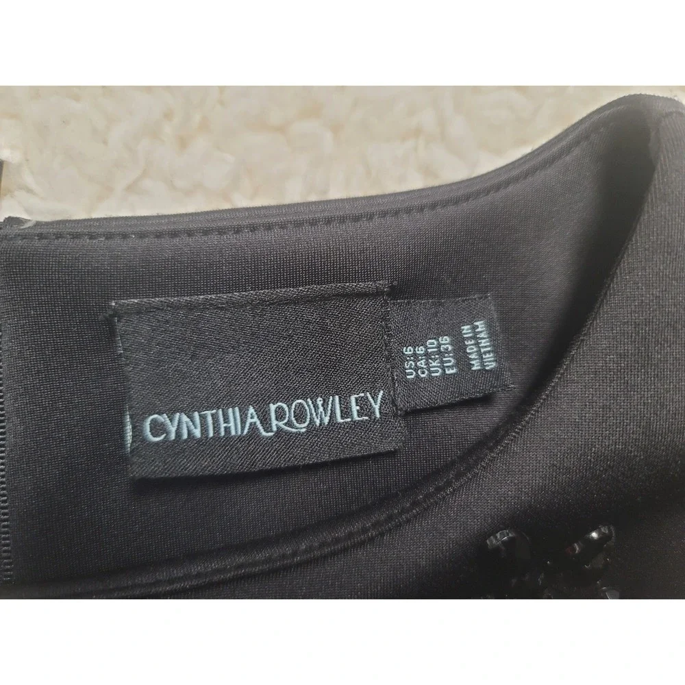 cynthia rowley Women's Black Dress Size 6 Embroidered Stretch